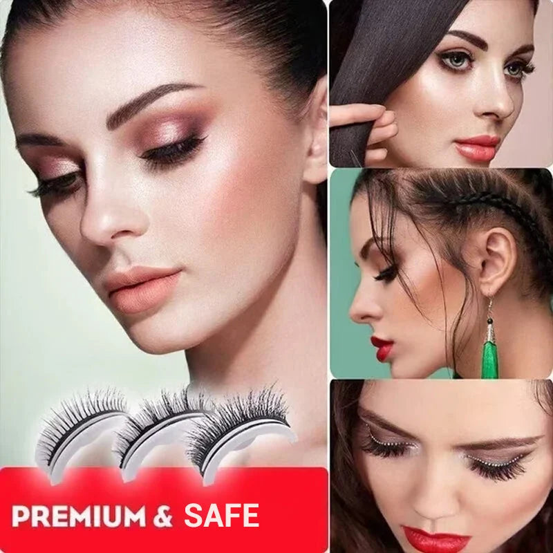 【3 Pairs】Reusable Self-Adhesive False Eyelashes