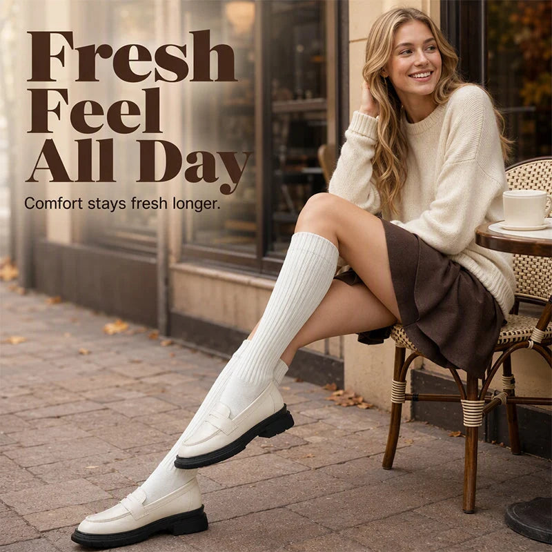 Women’s Cotton Mid-Calf Socks – Brown-Tone Casual Crew Socks