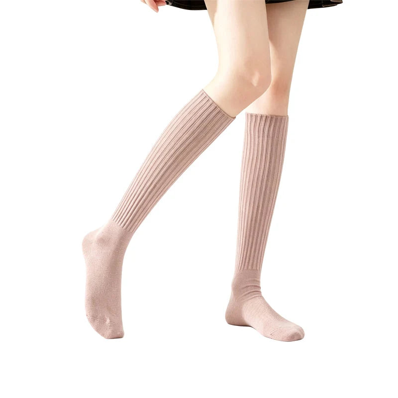 Women’s Cotton Mid-Calf Socks – Brown-Tone Casual Crew Socks