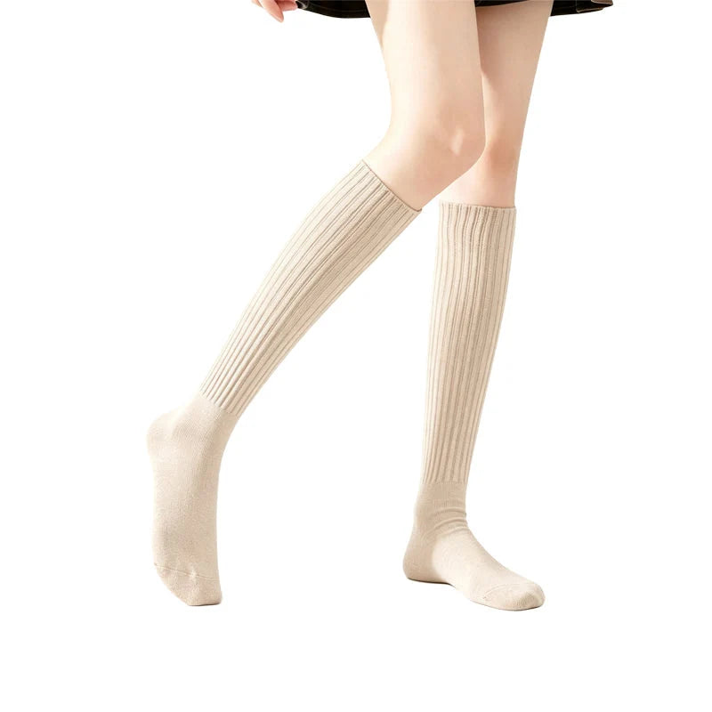 Women’s Cotton Mid-Calf Socks – Brown-Tone Casual Crew Socks