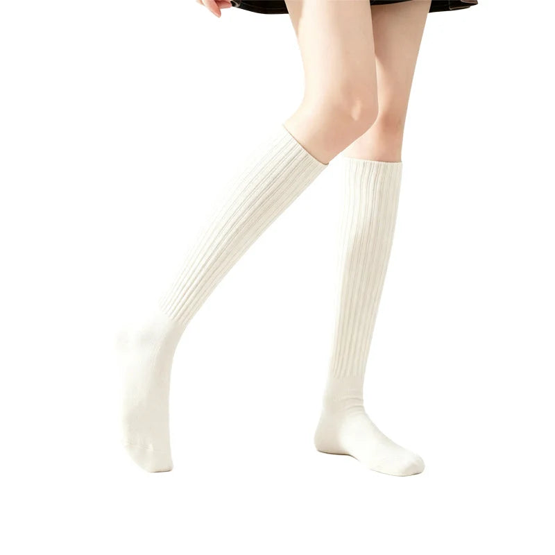 Women’s Cotton Mid-Calf Socks – Brown-Tone Casual Crew Socks