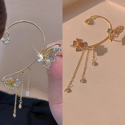 Butterfly Tassel Ear Cuff No Piercing | Elegant Luxury Ear Clip for Women
